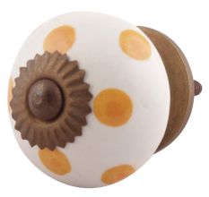 Mustard Dotted Ceramic Floral Drawer Knobs Online